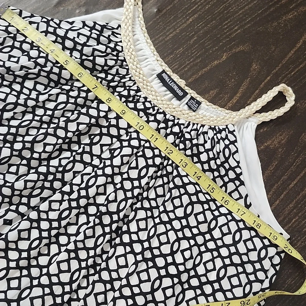 Nina Leonard Dress Black and White Mini